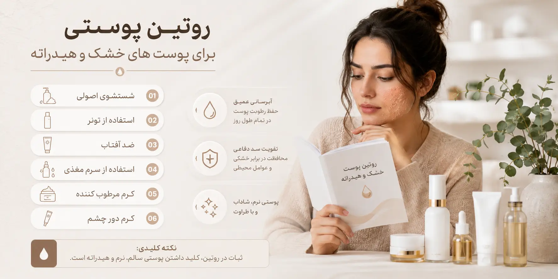 روتین پوستی برای پوست‌های خشک و دهیدراته